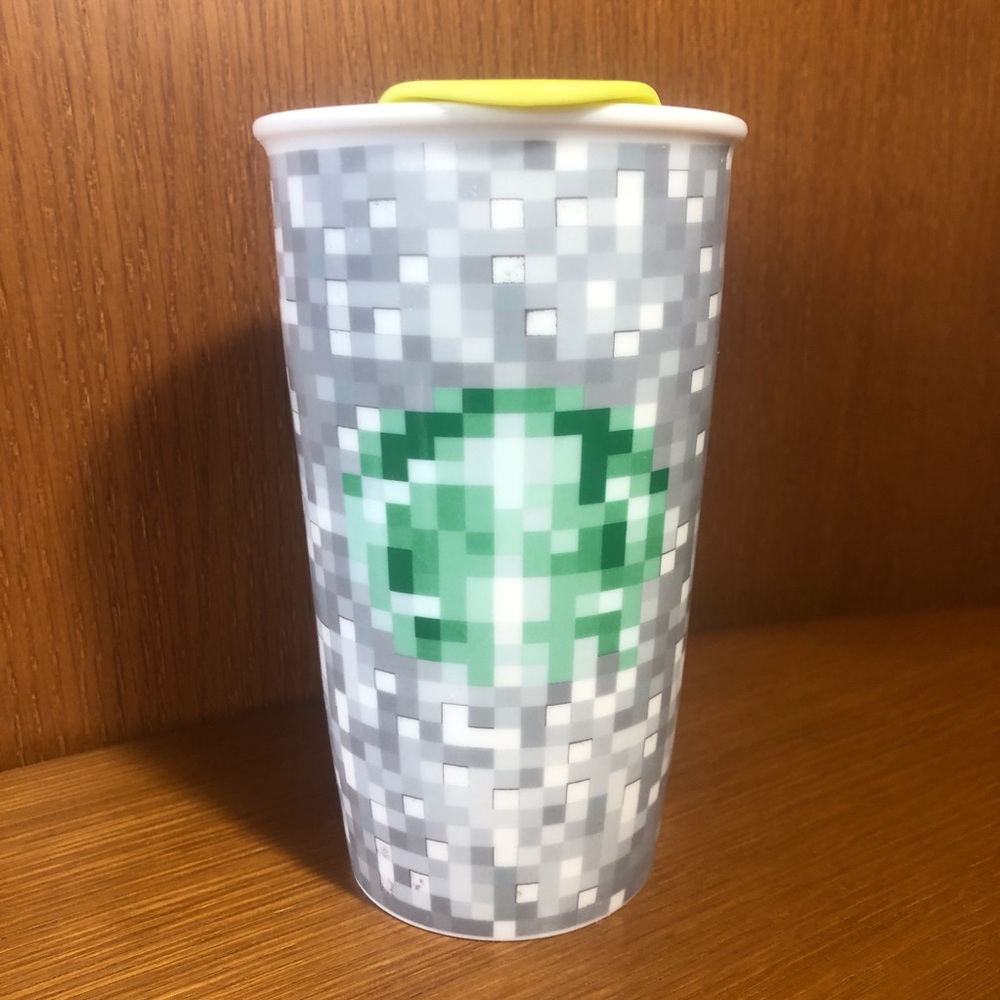STARBUCKS Rodarte Pixel Travel Mug ✨ 2012 12 oz Tumbler Ceramic With LID